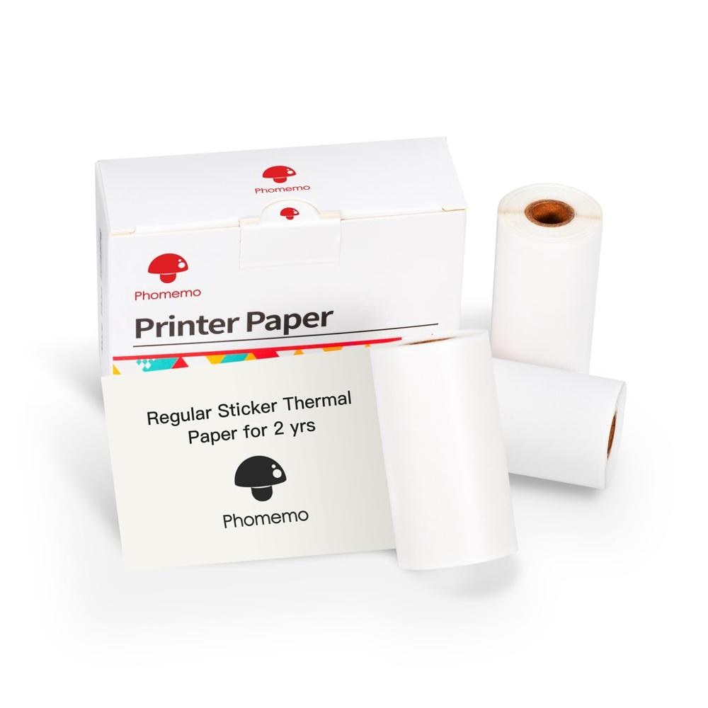 Phomemo-흰색 스티커 2 년 오래 지속되는 감열지, Phomemo M02 시리즈 포켓 프린터 3 롤